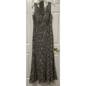 Vintage Grey Long Laced Beaded Dress